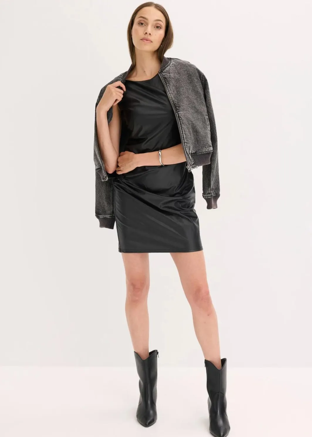 New Offshoulder Minikleid in Lederimitat Damen Kleider