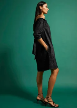 Damen bonprix Kleider|Off-Shoulder-Kleid aus reiner Baumwolle mit Lochstickerei