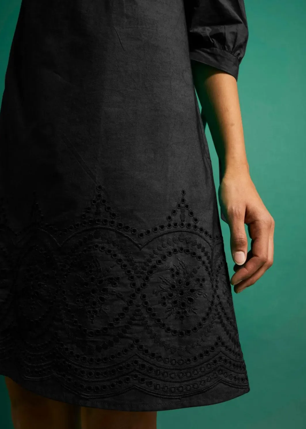 Damen bonprix Kleider|Off-Shoulder-Kleid aus reiner Baumwolle mit Lochstickerei