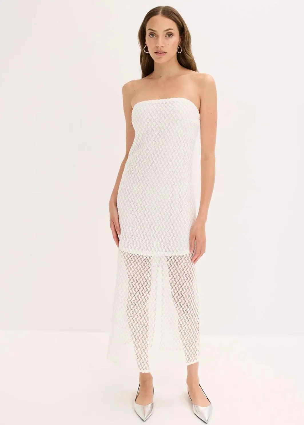 Damen bonprix Kleider|Off-Shoulder-Kleid mit Spitze