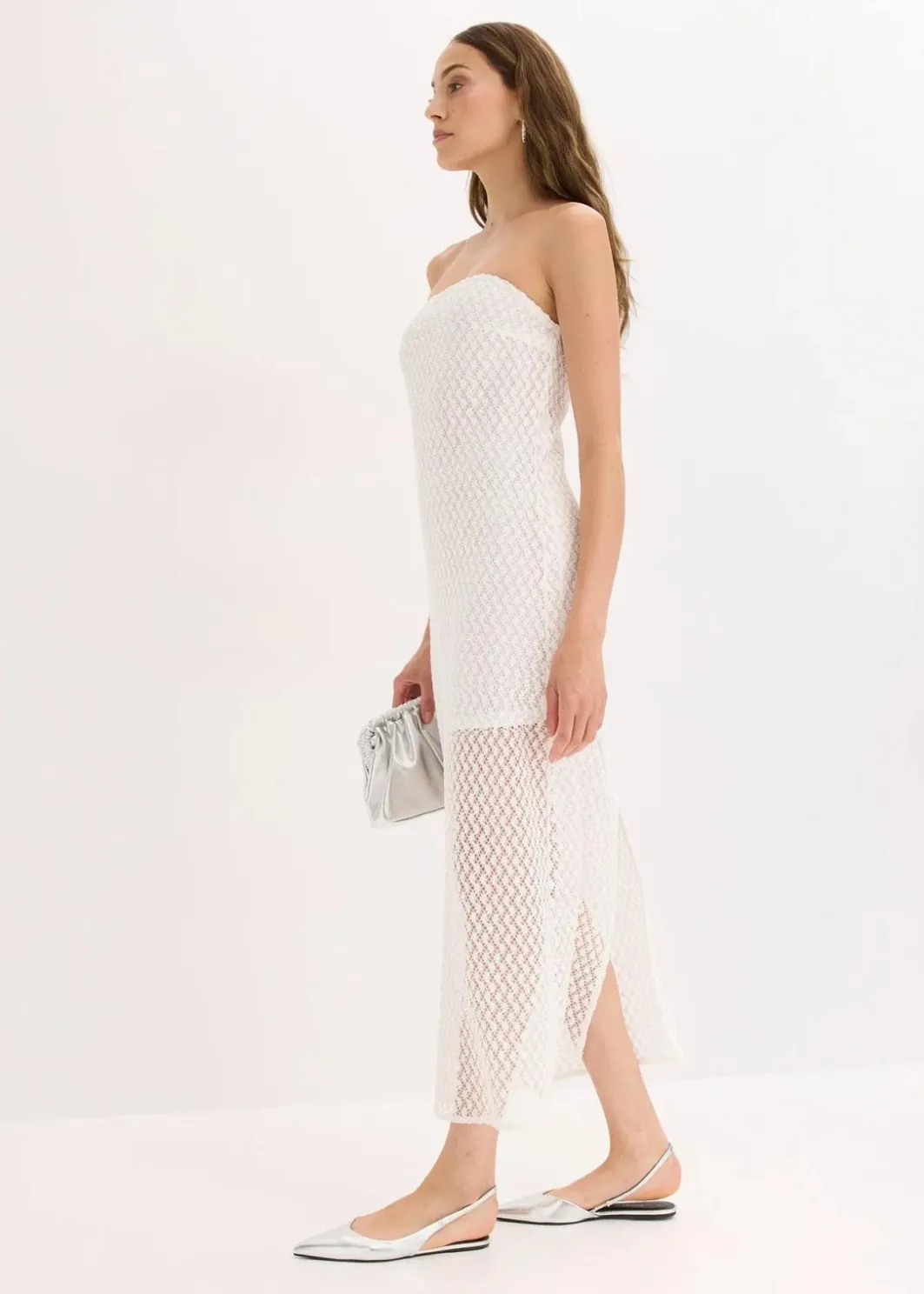 Damen bonprix Kleider|Off-Shoulder-Kleid mit Spitze