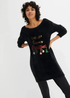Damen bonprix Bekleidung·Jeans|Pullover & Strickjacken|Off-Shoulder-Pullover mit Weihnachtsmotiv