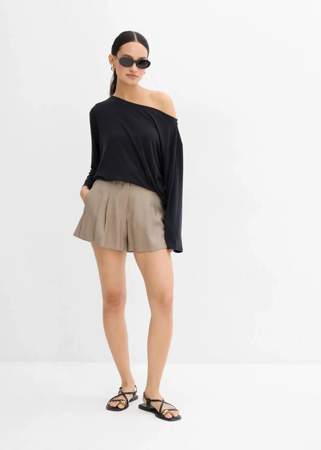 Damen bonprix Shirts & Tops|Off-Shoulder-Shirt aus softem Modal-Mix