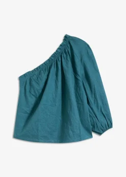 Damen bonprix Blusen & Tuniken|One-Shoulder Bluse mit Leinenanteil