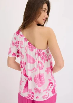 Damen bonprix Nachhaltigere Materialien|Blusen & Tuniken|One-Shoulder-Bluse aus strukturierter Viskose