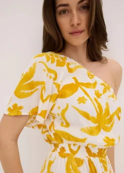Damen bonprix Bekleidung·Pullover & Strickjacken|Kleider|One-Shoulder-Kleid aus strukturierter Viskose