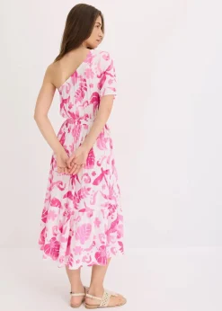 One-Shoulder-Kleid aus strukturierter Viskose Damen Nachhaltigere Materialien|Kleider