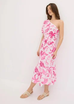 One-Shoulder-Kleid aus strukturierter Viskose Damen Nachhaltigere Materialien|Kleider