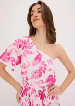 One-Shoulder-Kleid aus strukturierter Viskose Damen Nachhaltigere Materialien|Kleider