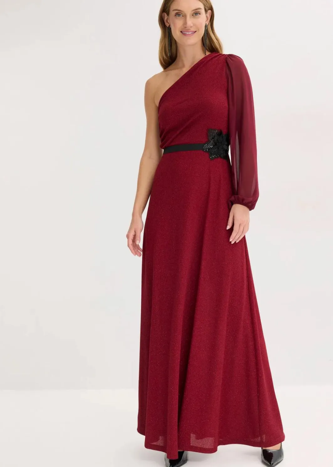 Clearance One-Shoulder-Kleid mit Glitzer Damen Bekleidung·Pullover & Strickjacken|Festliche Mode