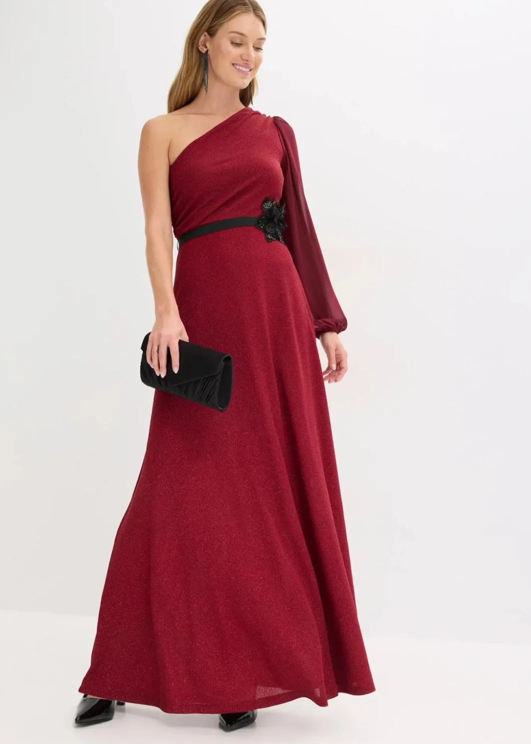 Clearance One-Shoulder-Kleid mit Glitzer Damen Bekleidung·Pullover & Strickjacken|Festliche Mode