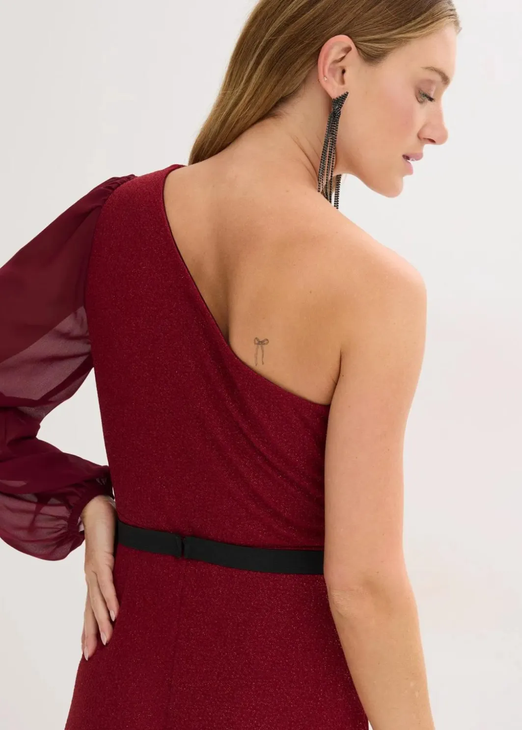 Clearance One-Shoulder-Kleid mit Glitzer Damen Bekleidung·Pullover & Strickjacken|Festliche Mode