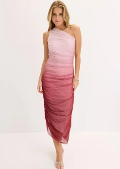 Damen bonprix Kleider|One-Shoulder-Kleid mit Mesheinsatz