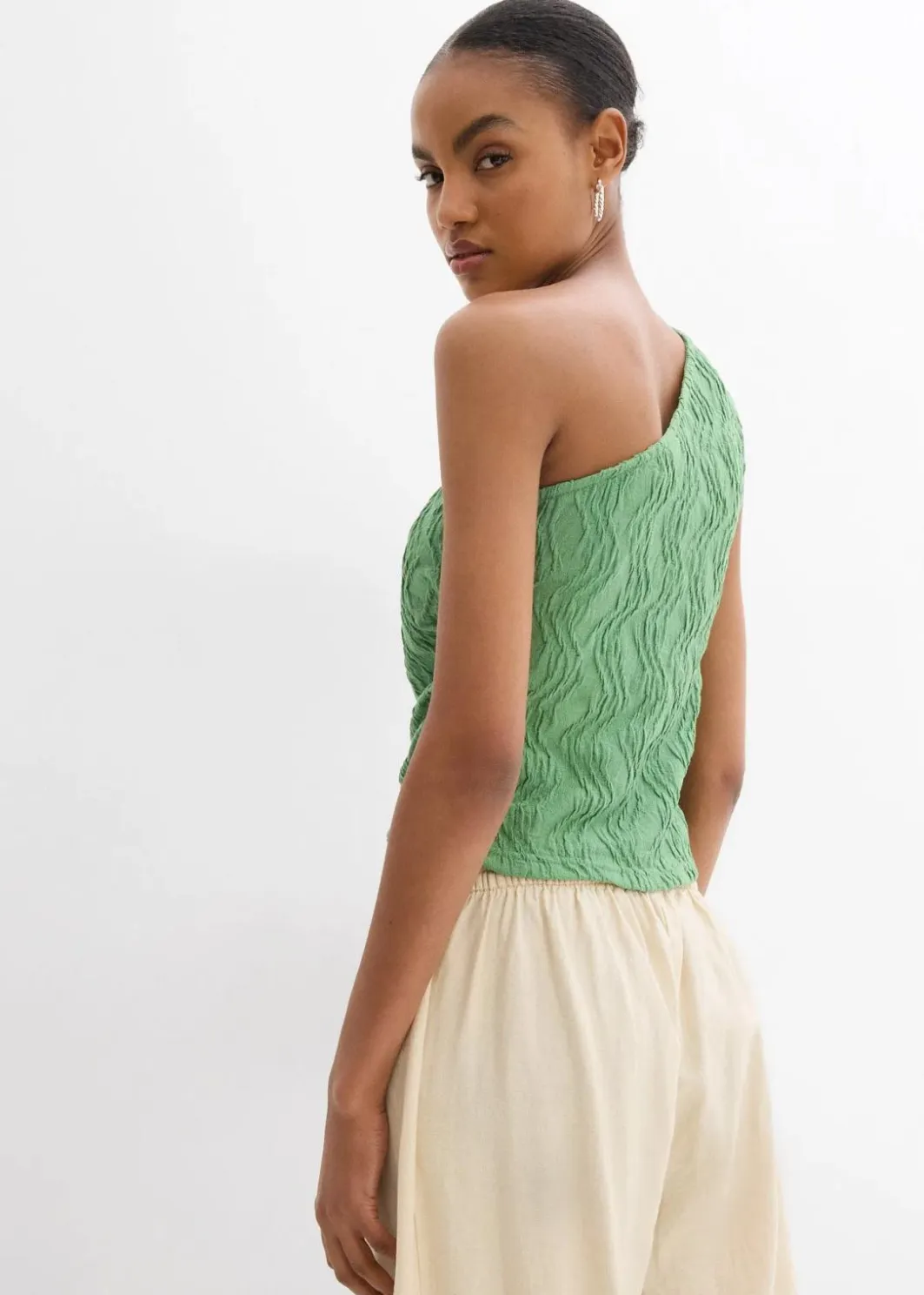 Damen bonprix Shirts & Tops|One-Shoulder-Top in Struktur Optik