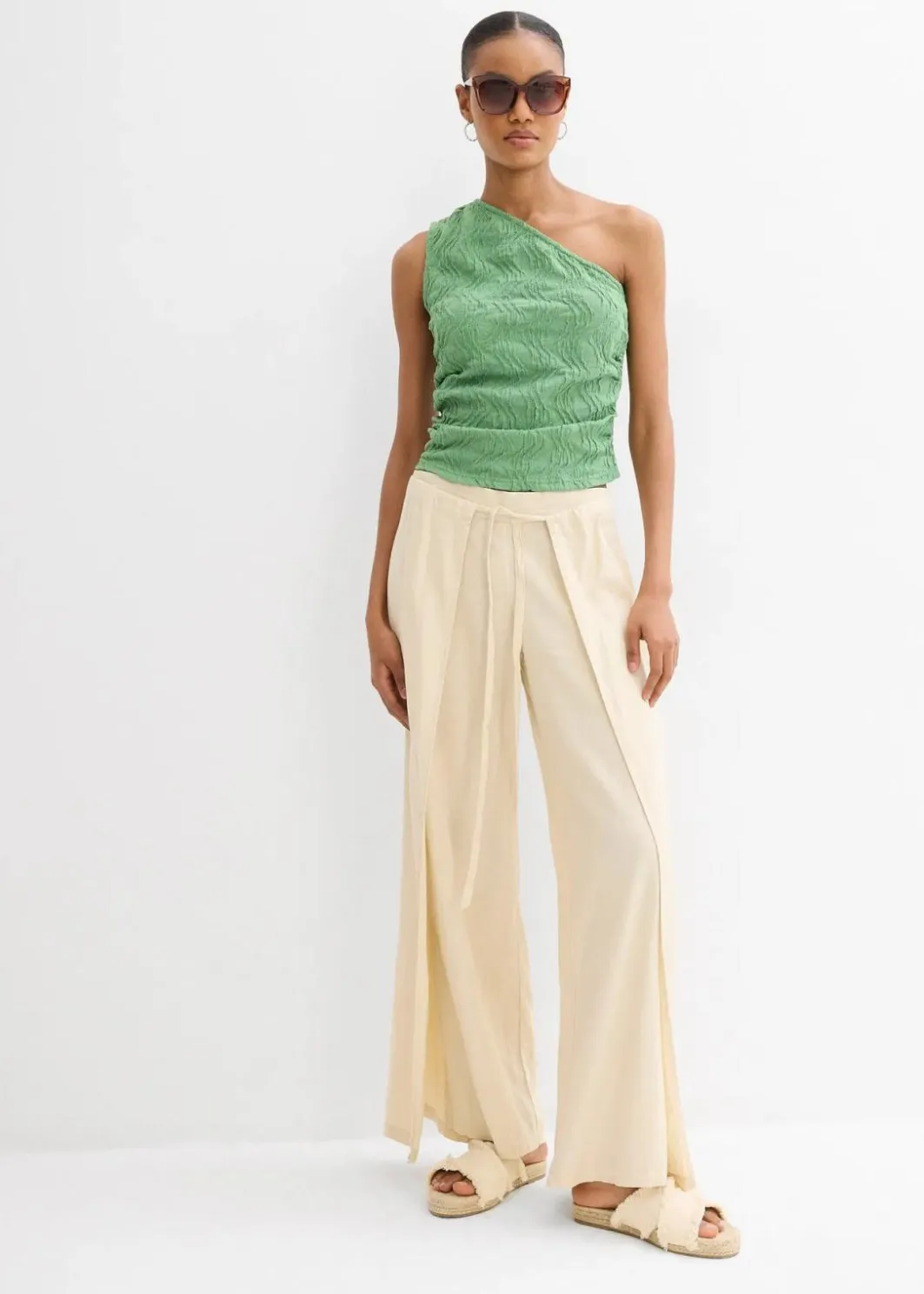 Damen bonprix Shirts & Tops|One-Shoulder-Top in Struktur Optik