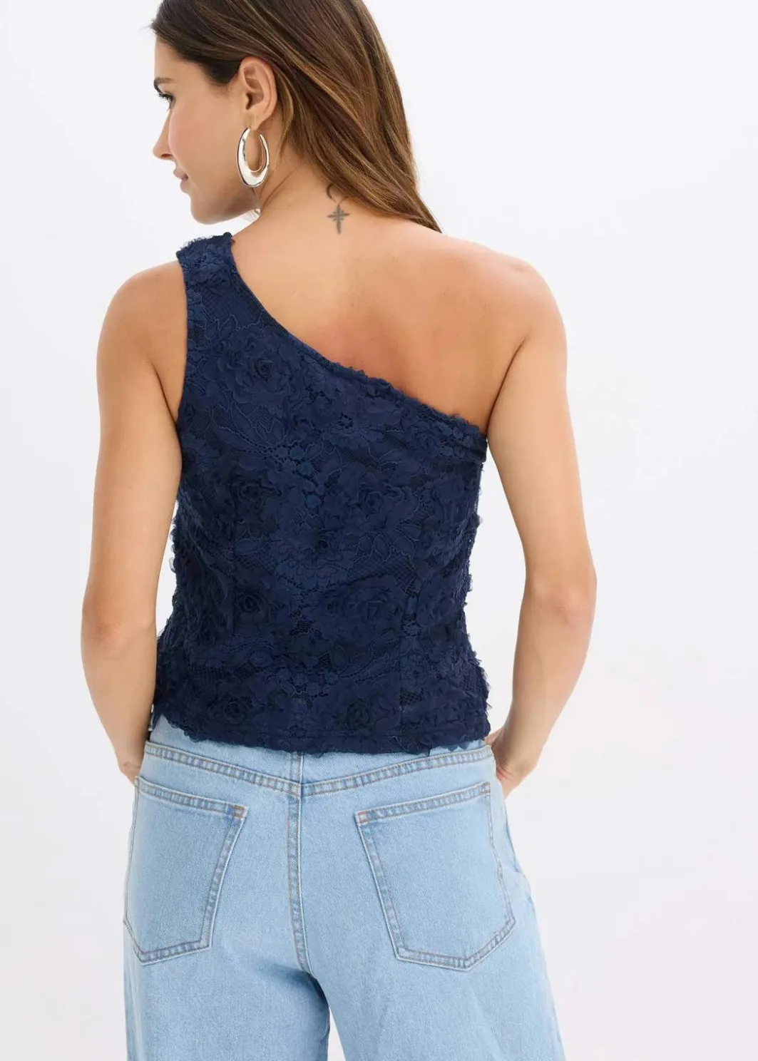 Damen bonprix Shirts & Tops|One-Shoulder-Top mit Stickerei