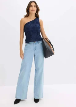 Damen bonprix Shirts & Tops|One-Shoulder-Top mit Stickerei