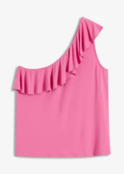 Damen bonprix Shirts & Tops|One-Shoulder-Top mit Volant aus softem Viskose-Mix
