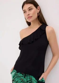 Damen bonprix Shirts & Tops|One-Shoulder-Top mit Volant aus softem Viskose-Mix