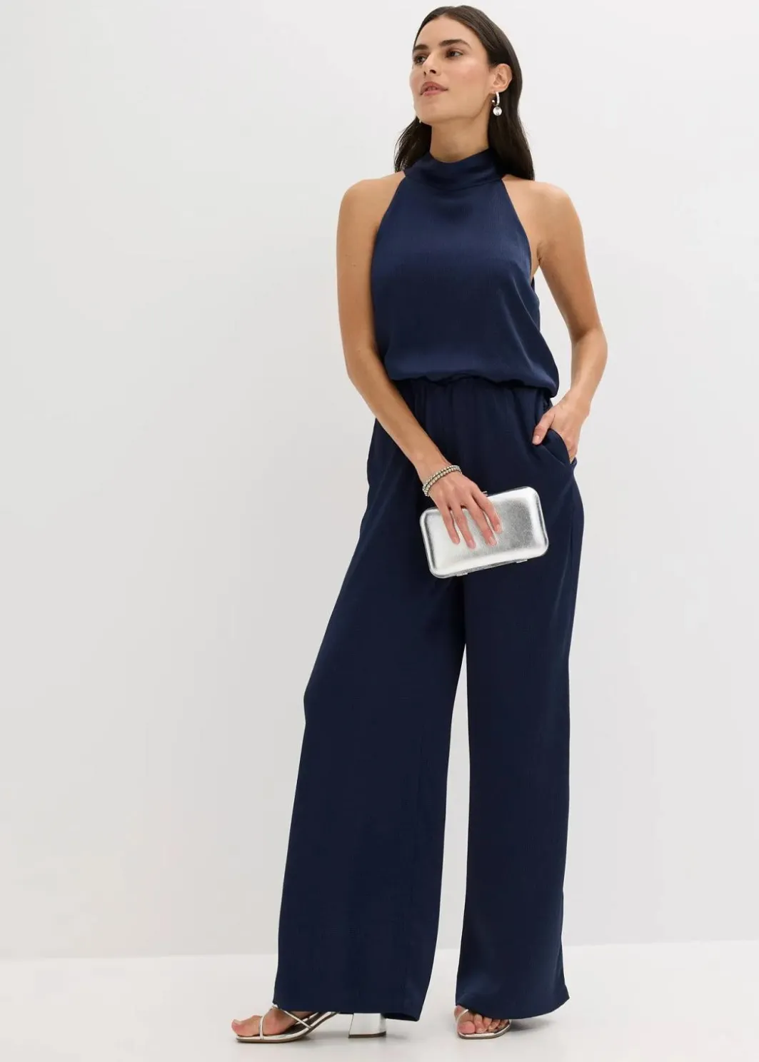 Damen bonprix Bekleidung·Homewear|Festliche Mode|Overall aus strukturiertem Satin