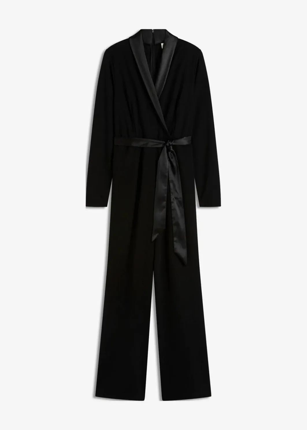 Damen bonprix Bekleidung·Homewear|Festliche Mode|Overall aus strukturiertem Crepe mit Satin-Einsatz