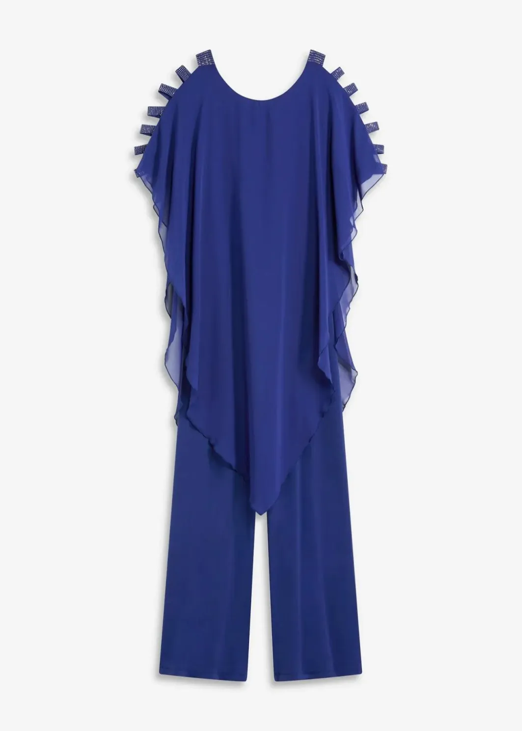 Damen bonprix Kurzgrößen|Bekleidung·Homewear|Overall mit Überwurf aus feinem Chiffon