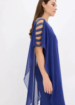 Damen bonprix Kurzgrößen|Bekleidung·Homewear|Overall mit Überwurf aus feinem Chiffon