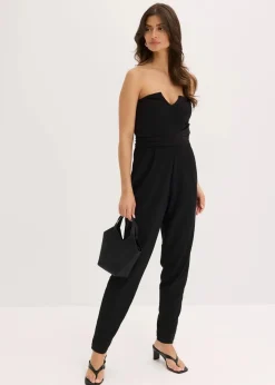 Damen bonprix Festliche Mode|Jumpsuits|Overall mit Bustier-Ausschnitt und Binde-Detail