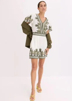 Damen bonprix Jumpsuits|Overall mit Leinenanteil