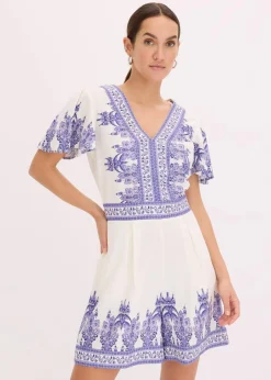 Damen bonprix Jumpsuits|Overall mit Leinenanteil