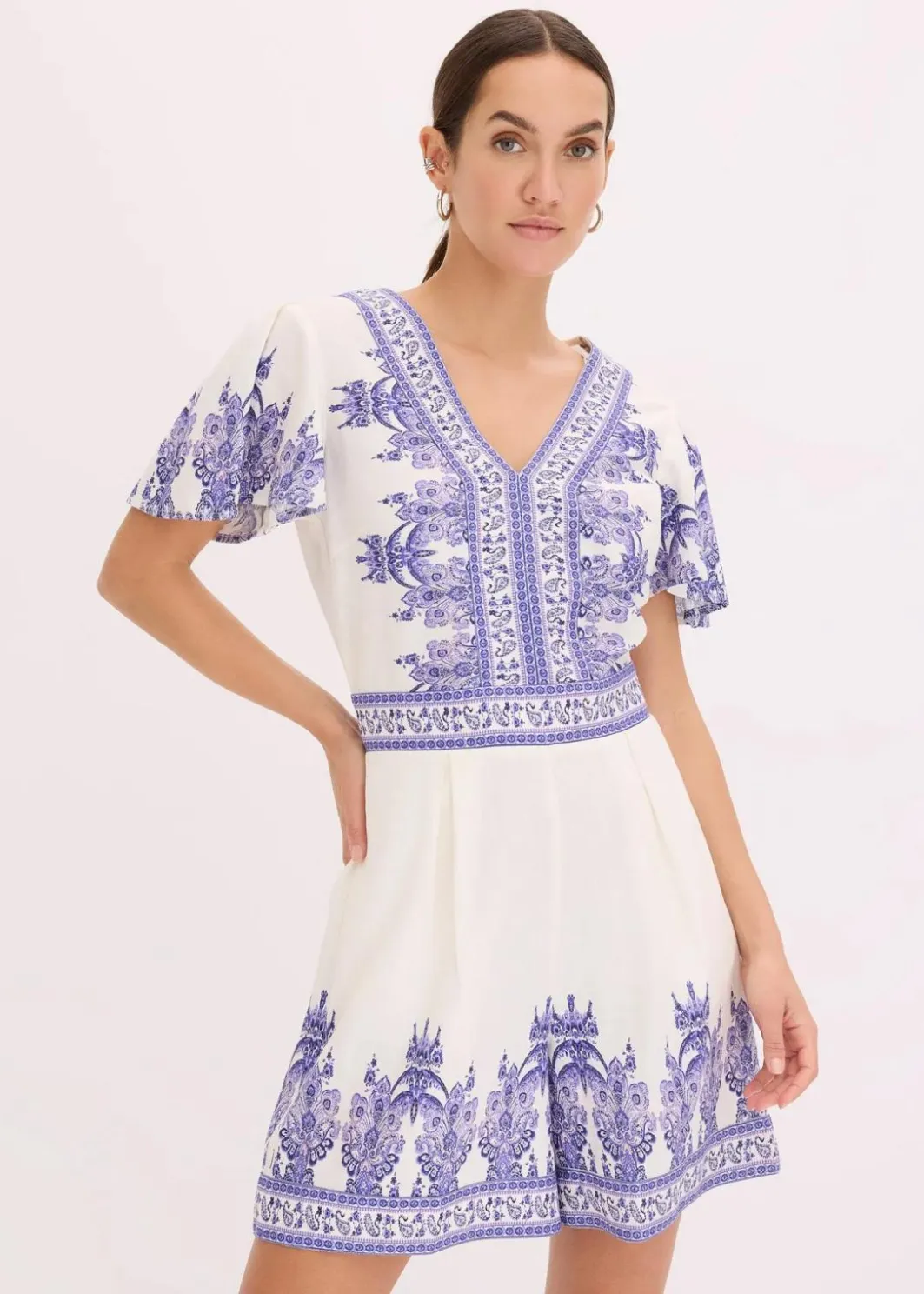 Damen bonprix Jumpsuits|Overall mit Leinenanteil