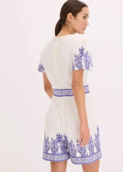 Damen bonprix Jumpsuits|Overall mit Leinenanteil