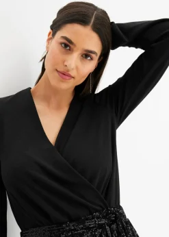 Damen bonprix Kurzgrößen|Jumpsuits|Overall mit Pailletten