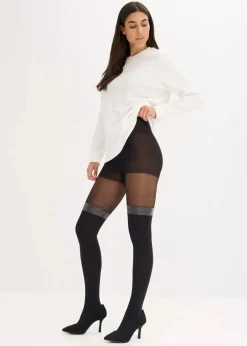 Best Overknee Strumpfhose 70den mit Glitzerrand mit recyceltem Polyamid Damen Nachhaltigere Materialien|Socken & Strumpfhosen