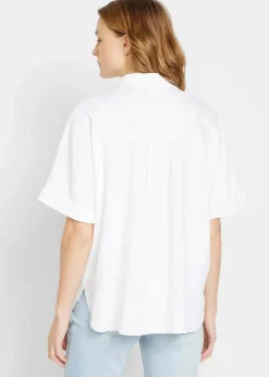 Damen bonprix Blusen & Tuniken|Bekleidung·Jacken & Mäntel|Oversize Halbarmbluse mit Leinen