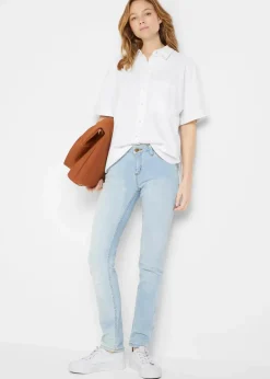 Damen bonprix Blusen & Tuniken|Bekleidung·Jacken & Mäntel|Oversize Halbarmbluse mit Leinen