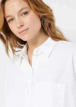 Damen bonprix Blusen & Tuniken|Bekleidung·Jacken & Mäntel|Oversize Halbarmbluse mit Leinen