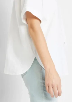 Damen bonprix Blusen & Tuniken|Bekleidung·Jacken & Mäntel|Oversize Halbarmbluse mit Leinen
