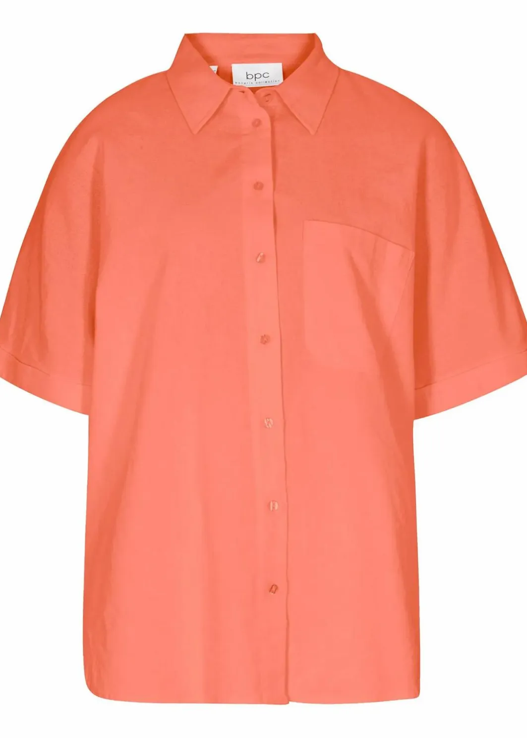 Sale Oversize Halbarmbluse mit Leinen Damen Bekleidung·Jacken & Mäntel|Blusen & Tuniken