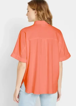 Sale Oversize Halbarmbluse mit Leinen Damen Bekleidung·Jacken & Mäntel|Blusen & Tuniken