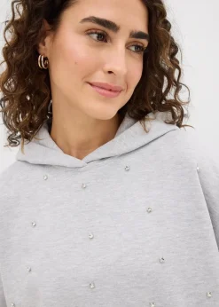 Damen bonprix Bekleidung·Blusen & Tuniken|Sweat|Oversize Hoodie mit Ziersteinen