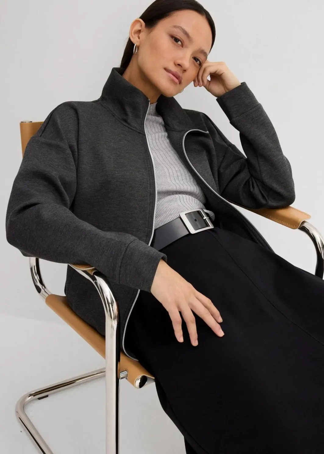Damen bonprix Bekleidung·Hosen|Jacken & Mäntel|Oversize Jacke aus Viskose-Mix