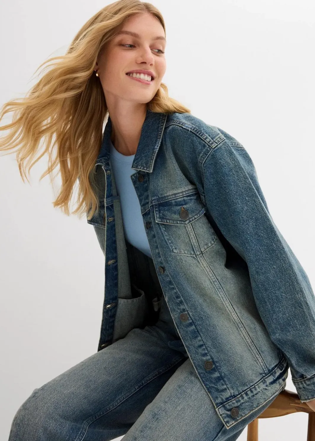 Clearance Oversize Jeansjacke Damen Bekleidung·Hosen|Jacken & Mäntel