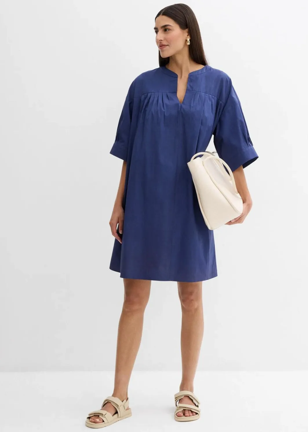 Damen bonprix Kleider|Bekleidung·Pullover & Strickjacken|Oversize Kaftan-Kleid aus reiner Bio-Baumwolle