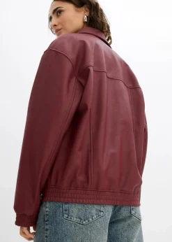 Discount Oversize Lederimitat-Jacke Damen Bekleidung·Hosen|Jacken & Mäntel