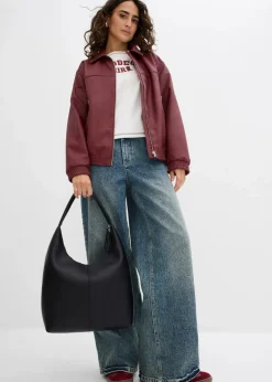 Discount Oversize Lederimitat-Jacke Damen Bekleidung·Hosen|Jacken & Mäntel