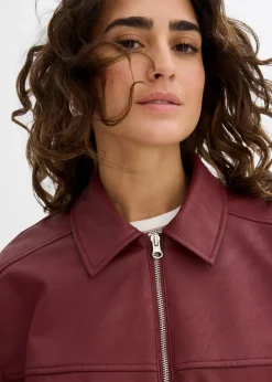 Discount Oversize Lederimitat-Jacke Damen Bekleidung·Hosen|Jacken & Mäntel