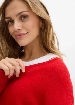 Damen bonprix Pullover & Strickjacken|Strickmode|Oversize Longpullover mit Seitenschlitzen