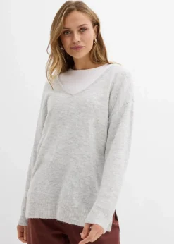 Damen bonprix Bekleidung·Umstandsmode|Bekleidung·Jeans|Oversize Longpullover mit Seitenschlitzen