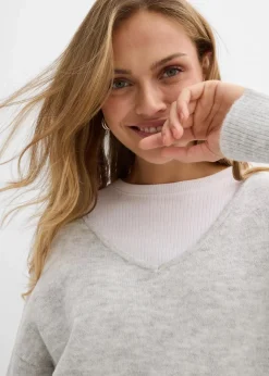 Damen bonprix Bekleidung·Umstandsmode|Bekleidung·Jeans|Oversize Longpullover mit Seitenschlitzen